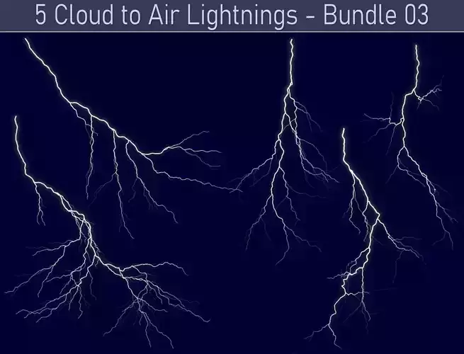 Realistic Lightnings Bundle 03 - 5 pack CA 3D Model Collection
