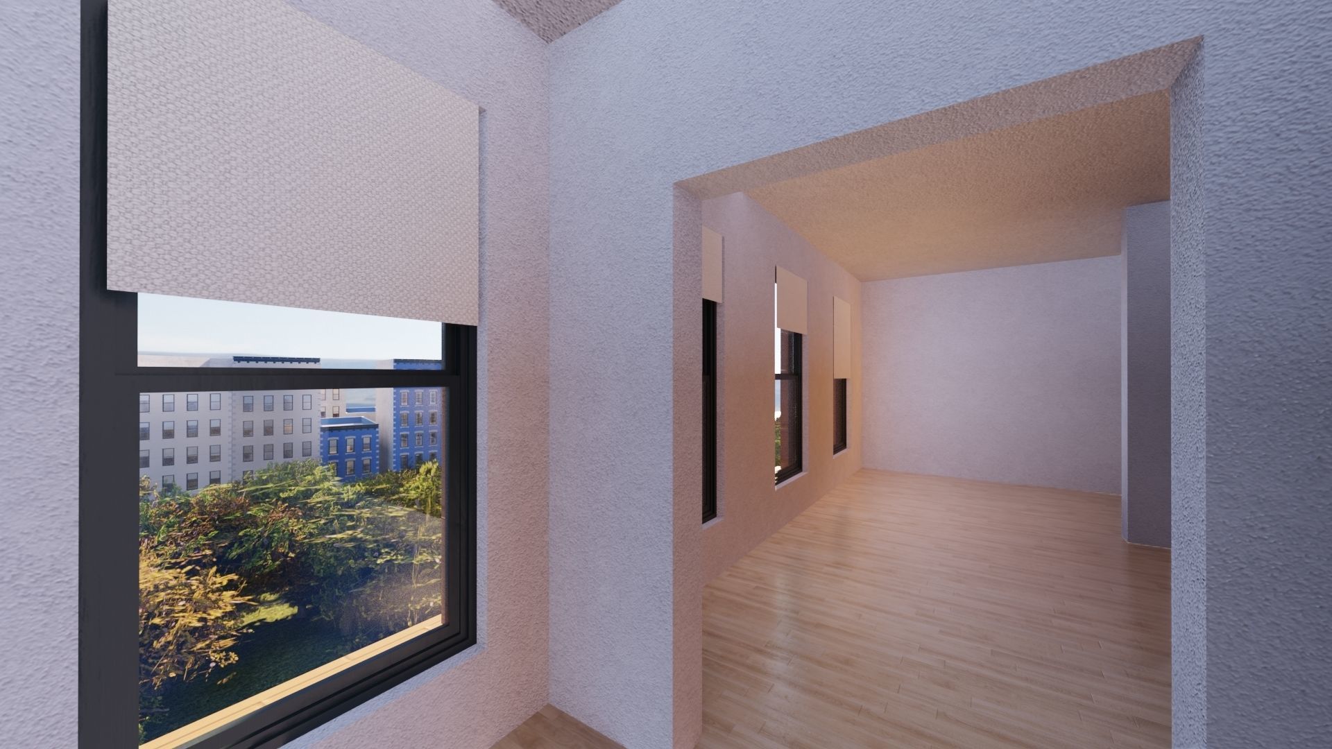 Row Townhouses New York style Low-poly 3D model_6