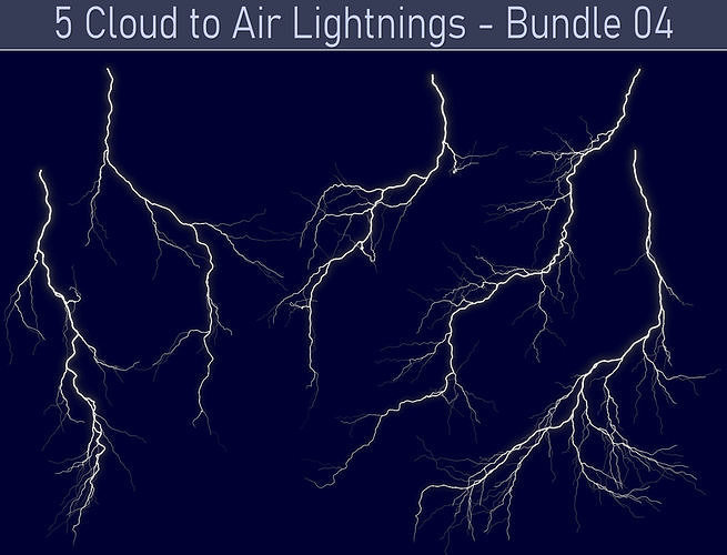 Realistic Lightnings Bundle 04 - 5 pack CA 3D Model Collection