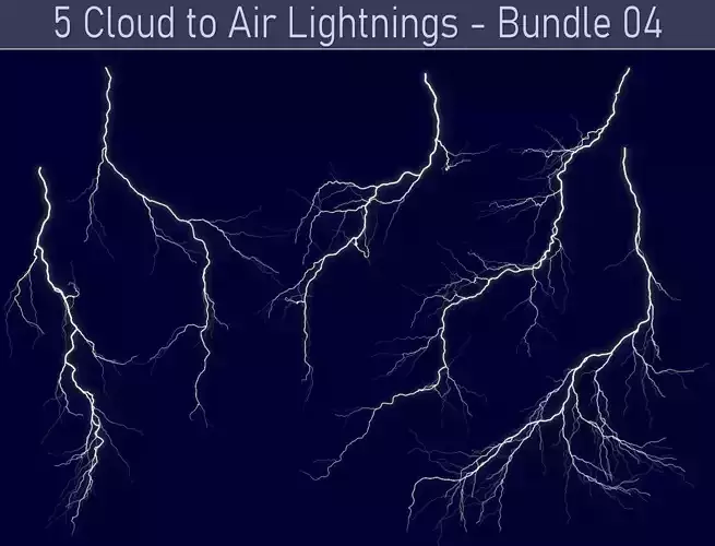 Realistic Lightnings Bundle 04 - 5 pack CA 3D Model Collection