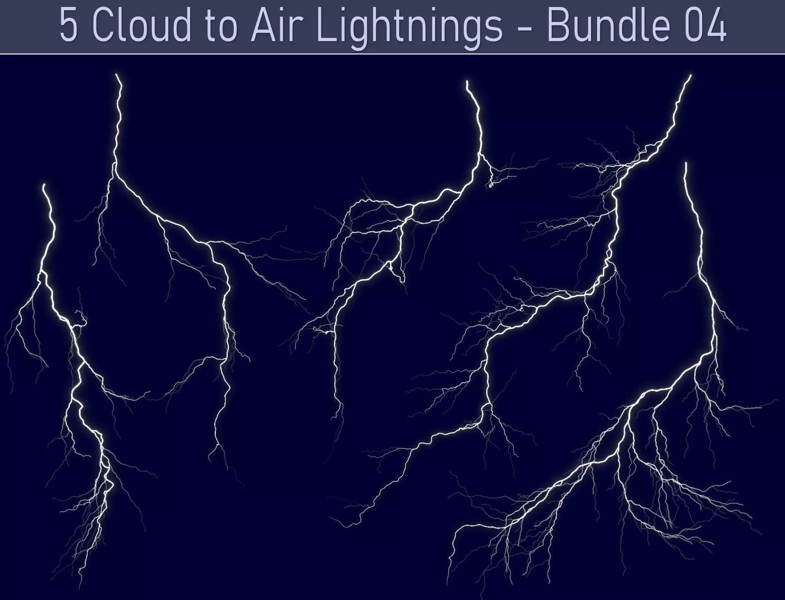Realistic Lightnings Bundle 04 - 5 pack CA 3D Model Collection_0
