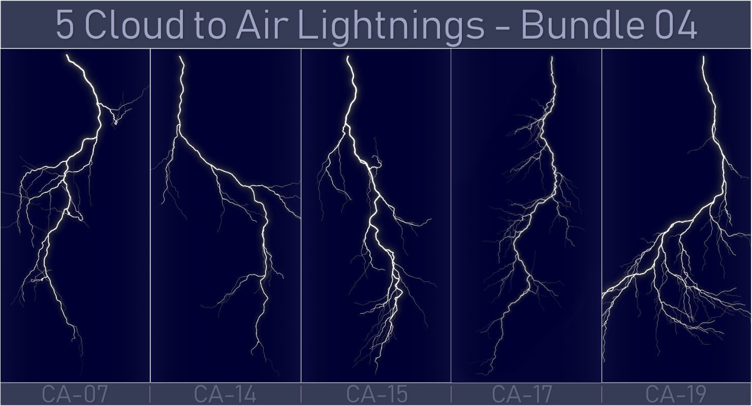 Realistic Lightnings Bundle 04 - 5 pack CA 3D Model Collection_1