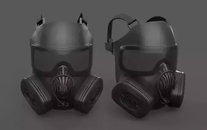 Helmet gas mask  Low-poly 3D model