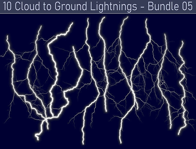 Realistic Lightnings Bundle 05 - 10 pack CG 3D Model Collection