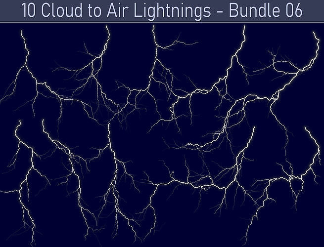 Realistic Lightnings Bundle 06 - 10 pack CA 3D Model Collection