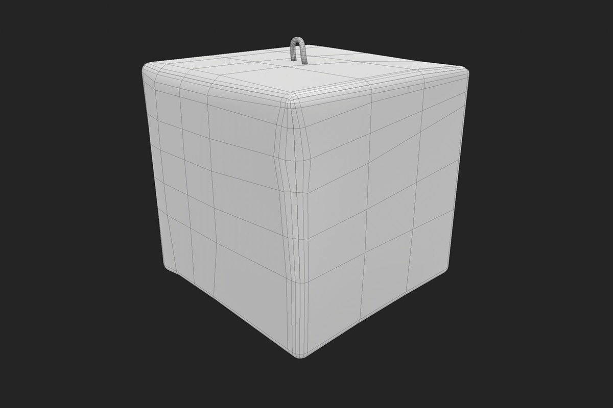 Concrete block 1x1x1 meter Low-poly 3D model_9