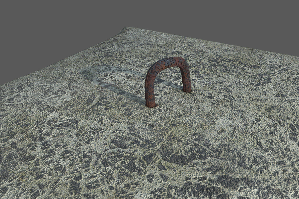 Concrete block 1x1x1 meter Low-poly 3D model_6