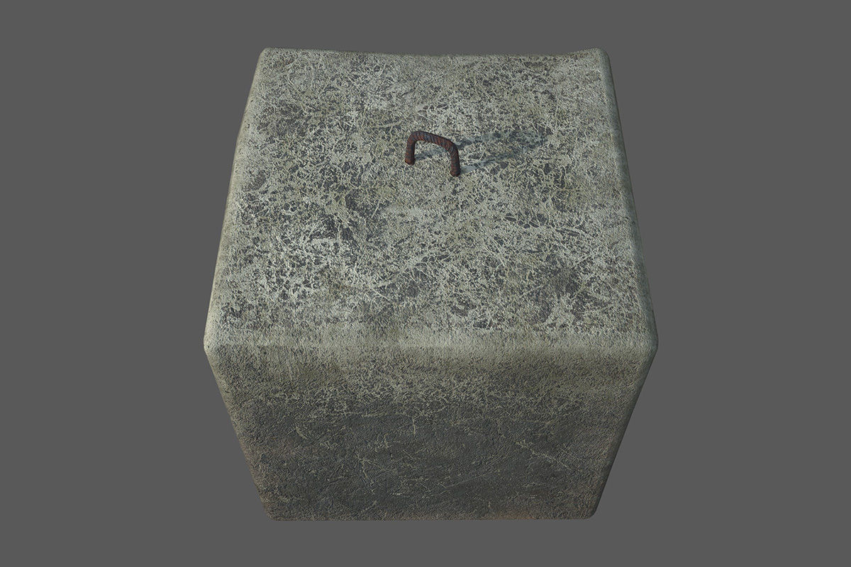 Concrete block 1x1x1 meter Low-poly 3D model_2