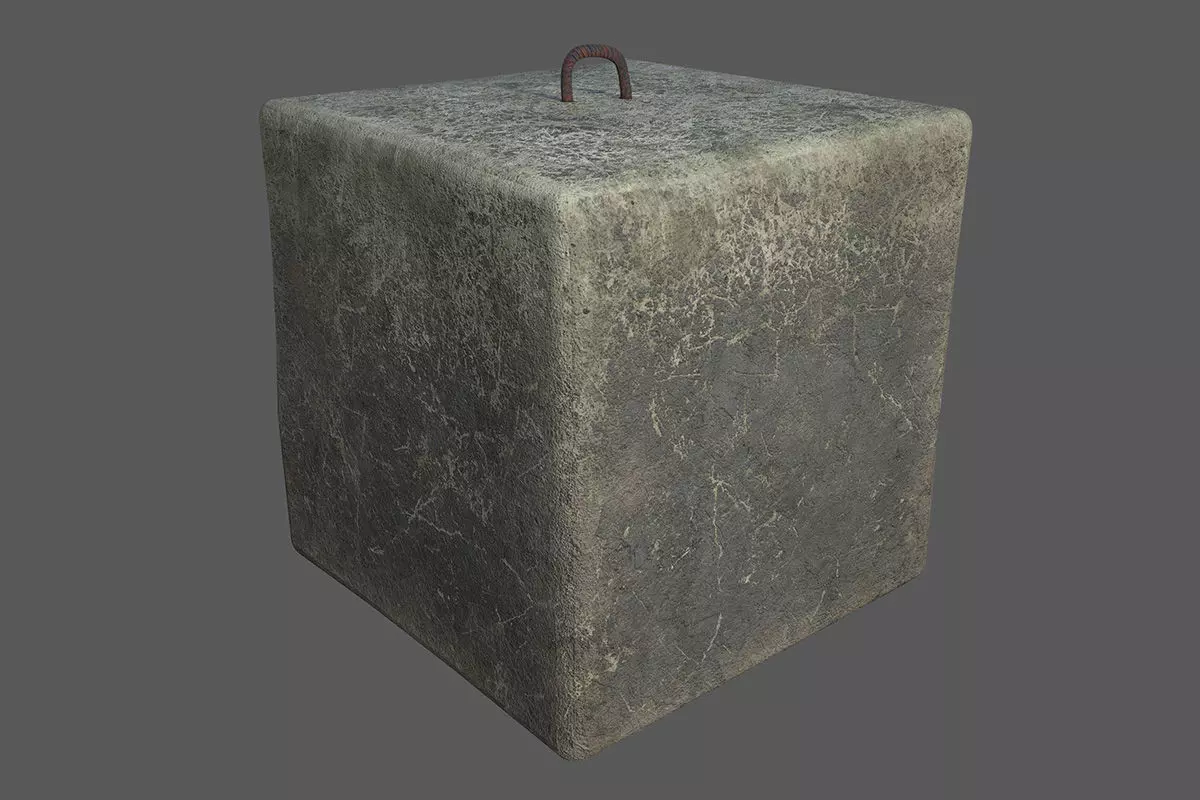 Concrete block 1x1x1 meter Low-poly 3D model_0