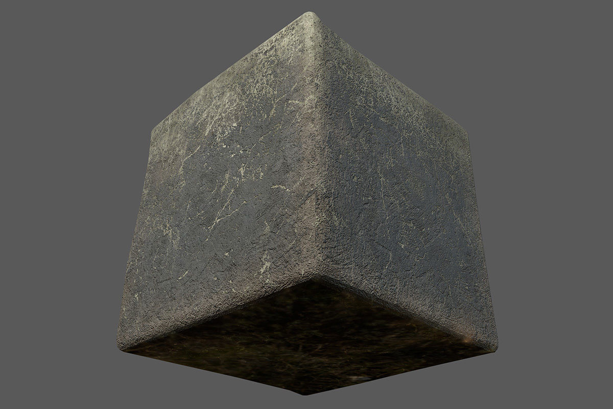 Concrete block 1x1x1 meter Low-poly 3D model_4