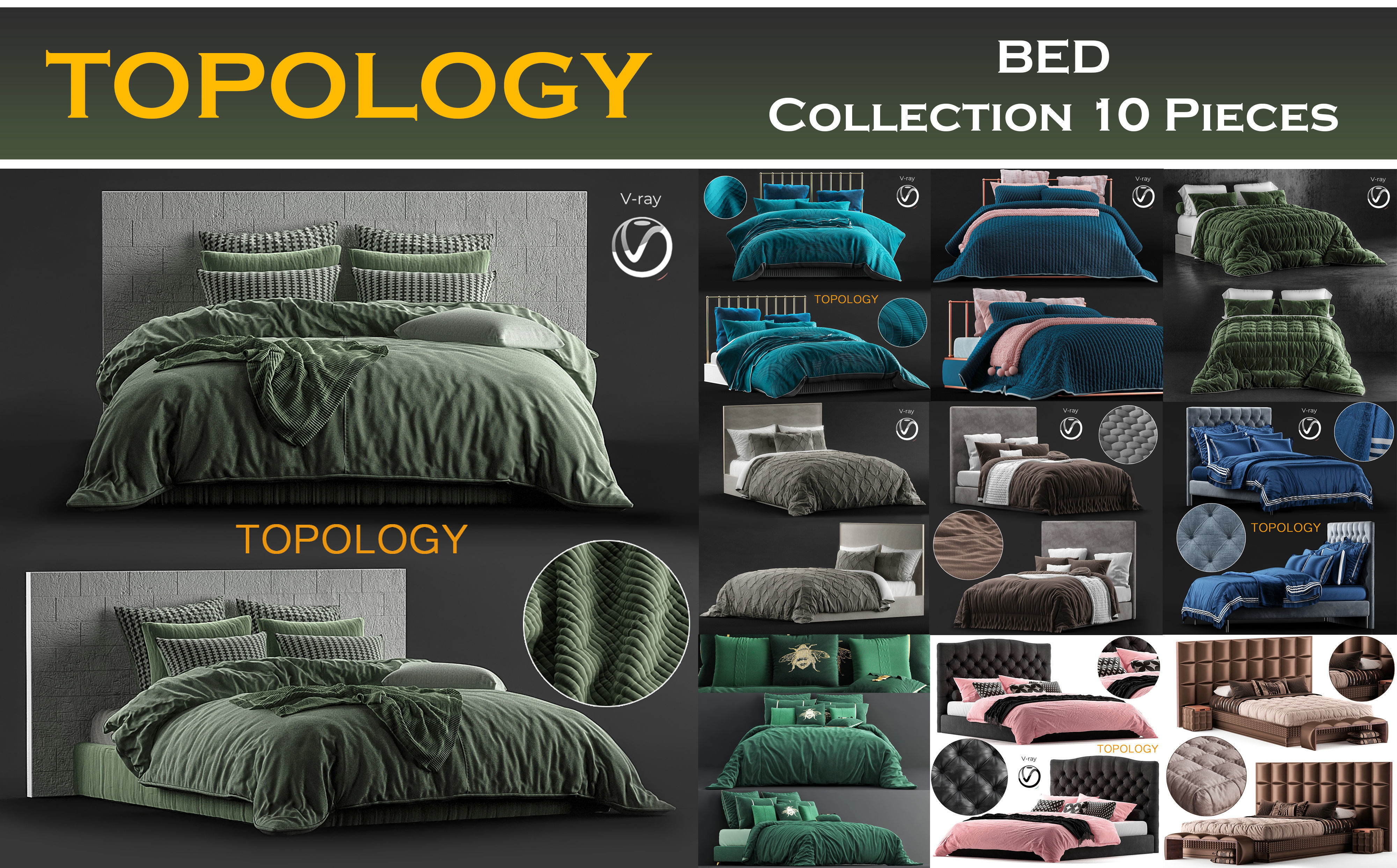BED Collection 10 Pieces 3d model 3D model_10