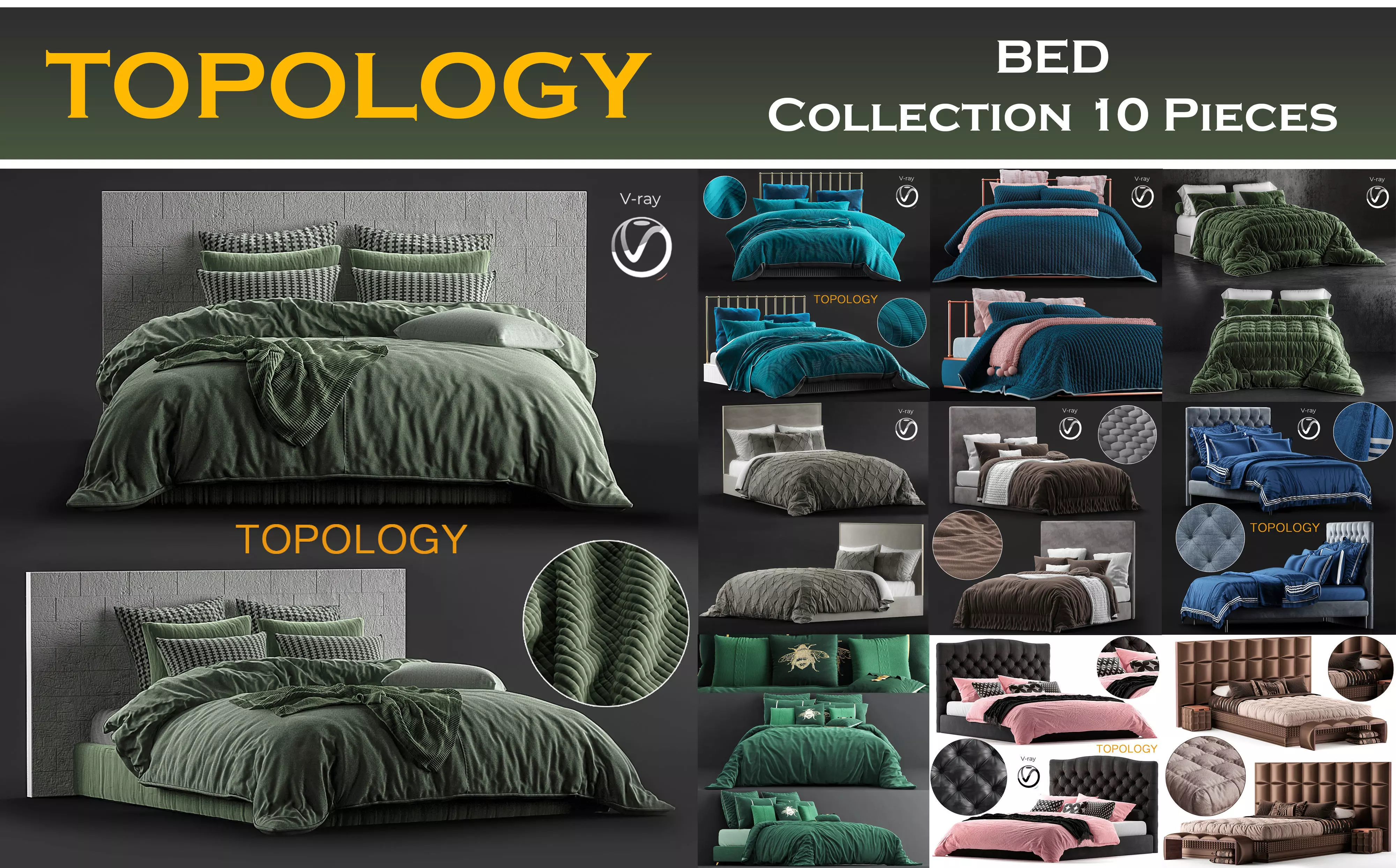 BED Collection 10 Pieces 3d model 3D model_0