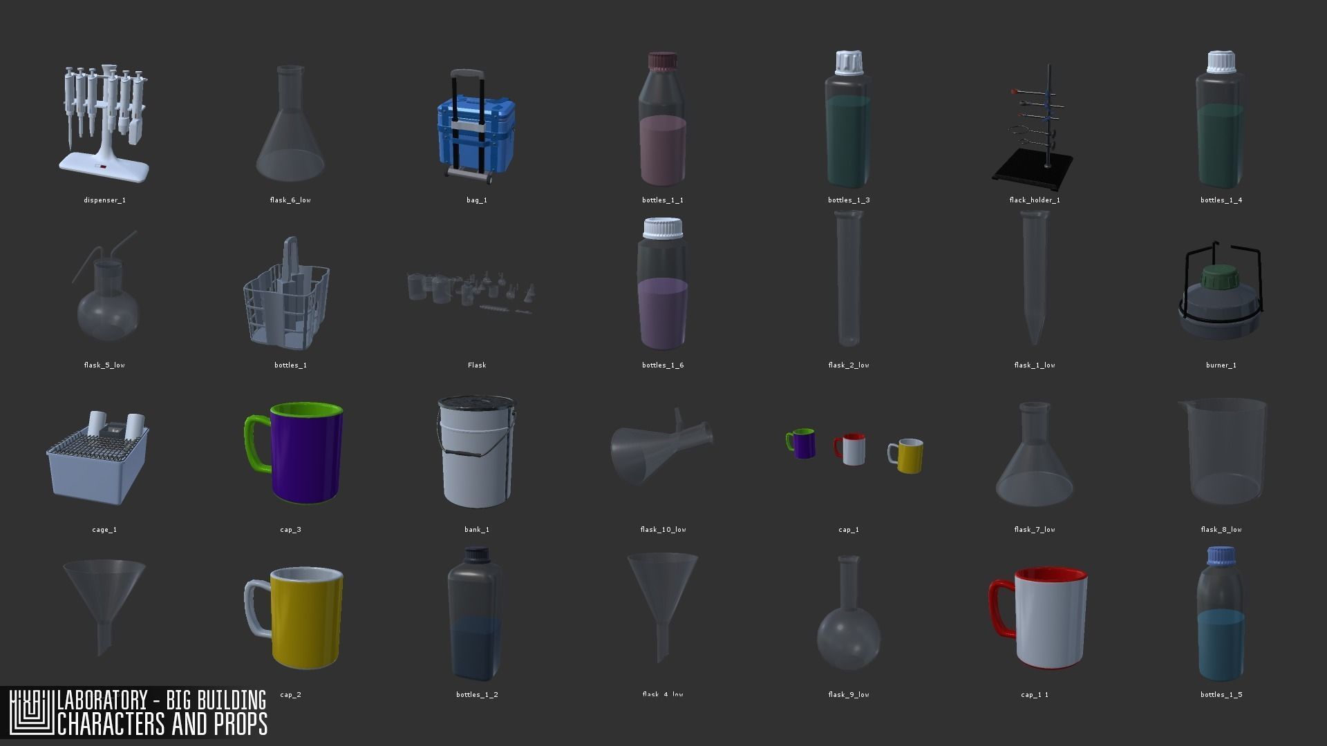 Laboratory - big building  characters and props Low-poly 3D model_19