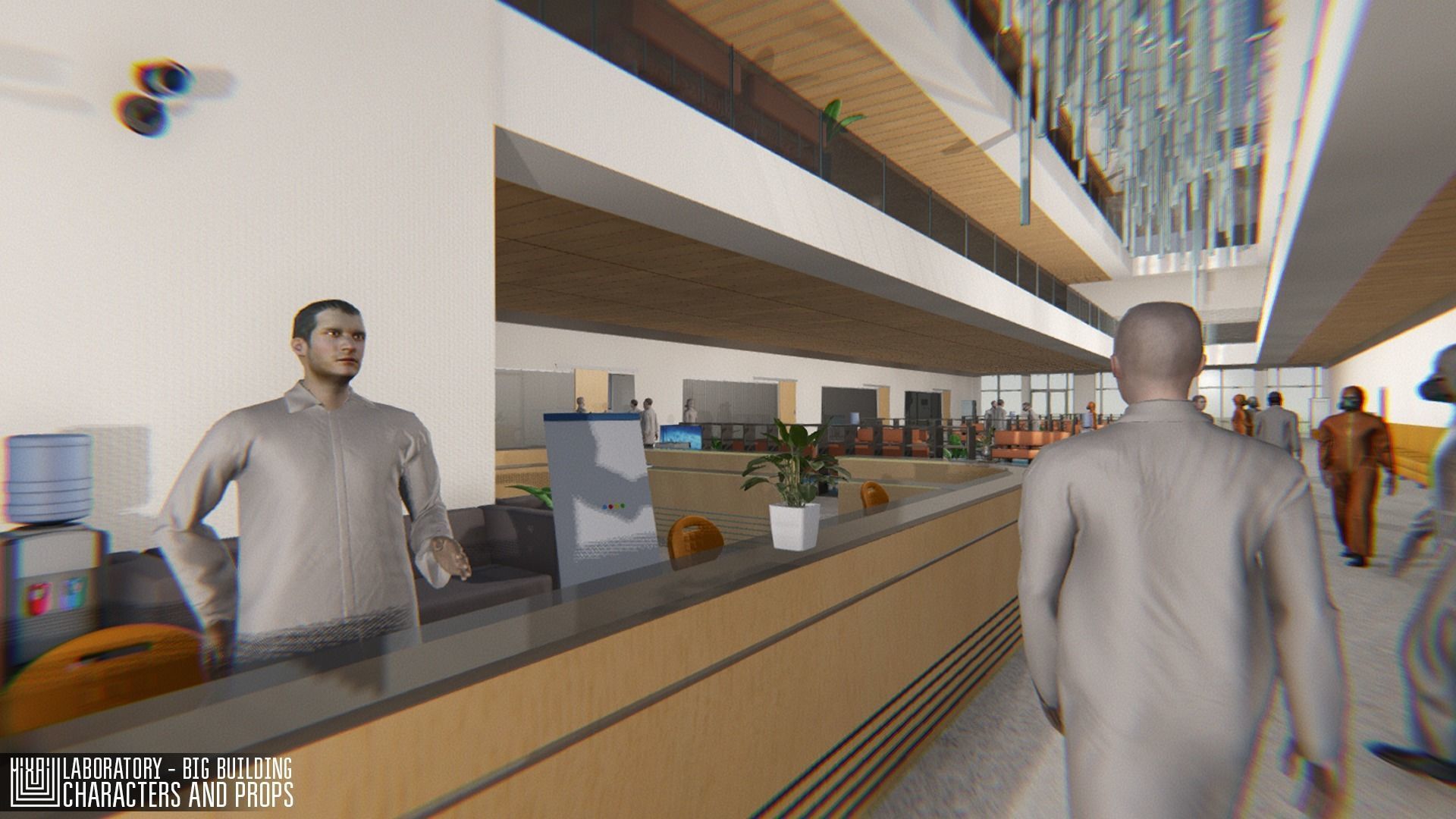 Laboratory - big building  characters and props Low-poly 3D model_36