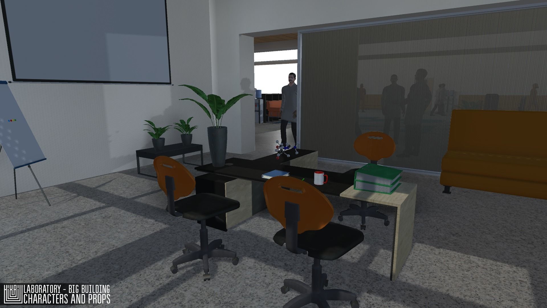 Laboratory - big building  characters and props Low-poly 3D model_27