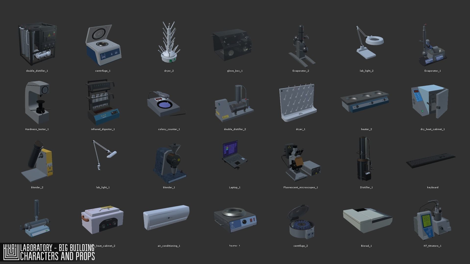 Laboratory - big building  characters and props Low-poly 3D model_22