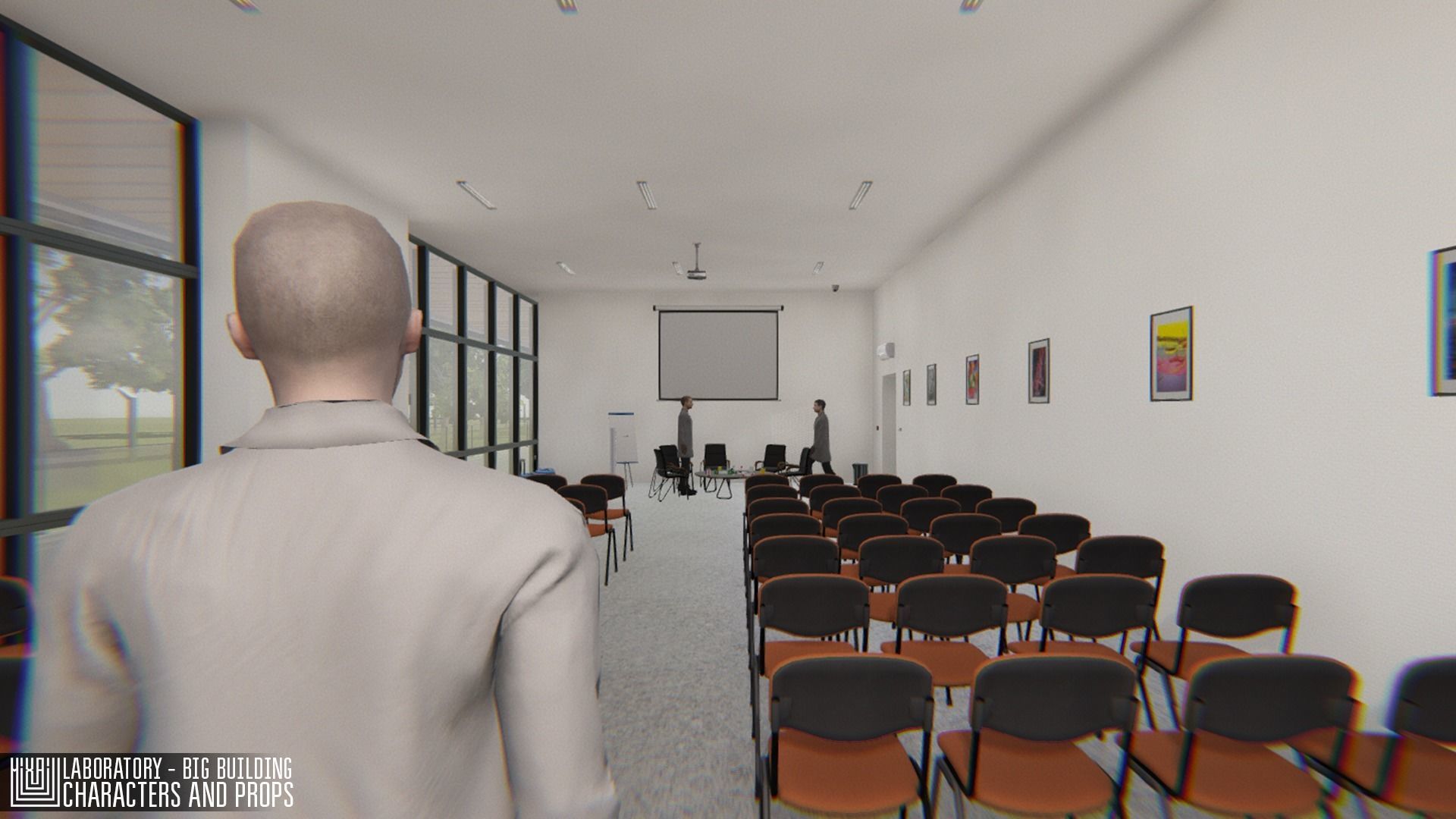 Laboratory - big building  characters and props Low-poly 3D model_6