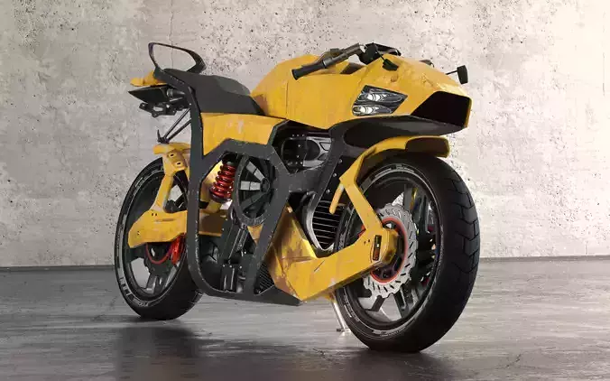 Futuristic motorcycle Low-poly 3D model