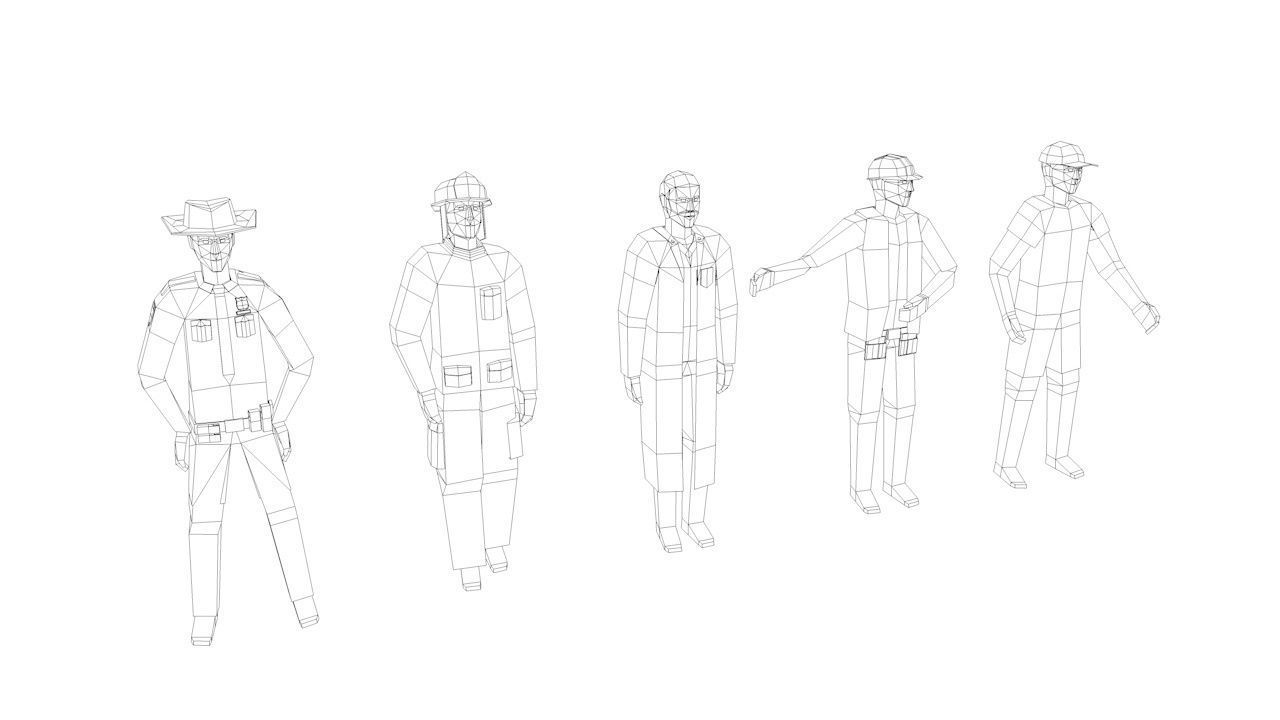 Cartoon Low Poly Man Characters Pack Low-poly 3D model_14