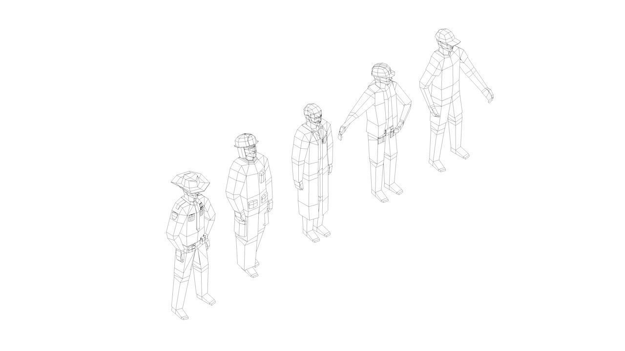 Cartoon Low Poly Man Characters Pack Low-poly 3D model_15