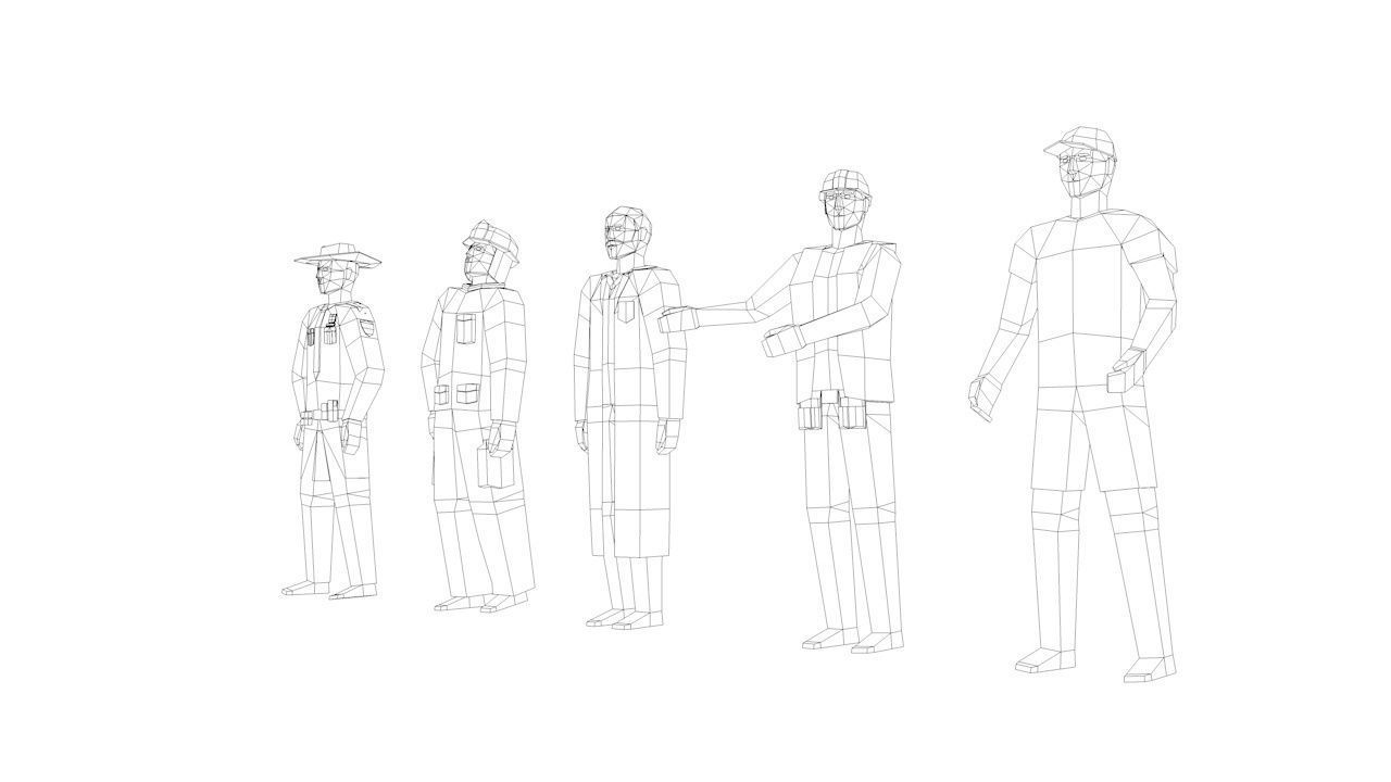 Cartoon Low Poly Man Characters Pack Low-poly 3D model_12