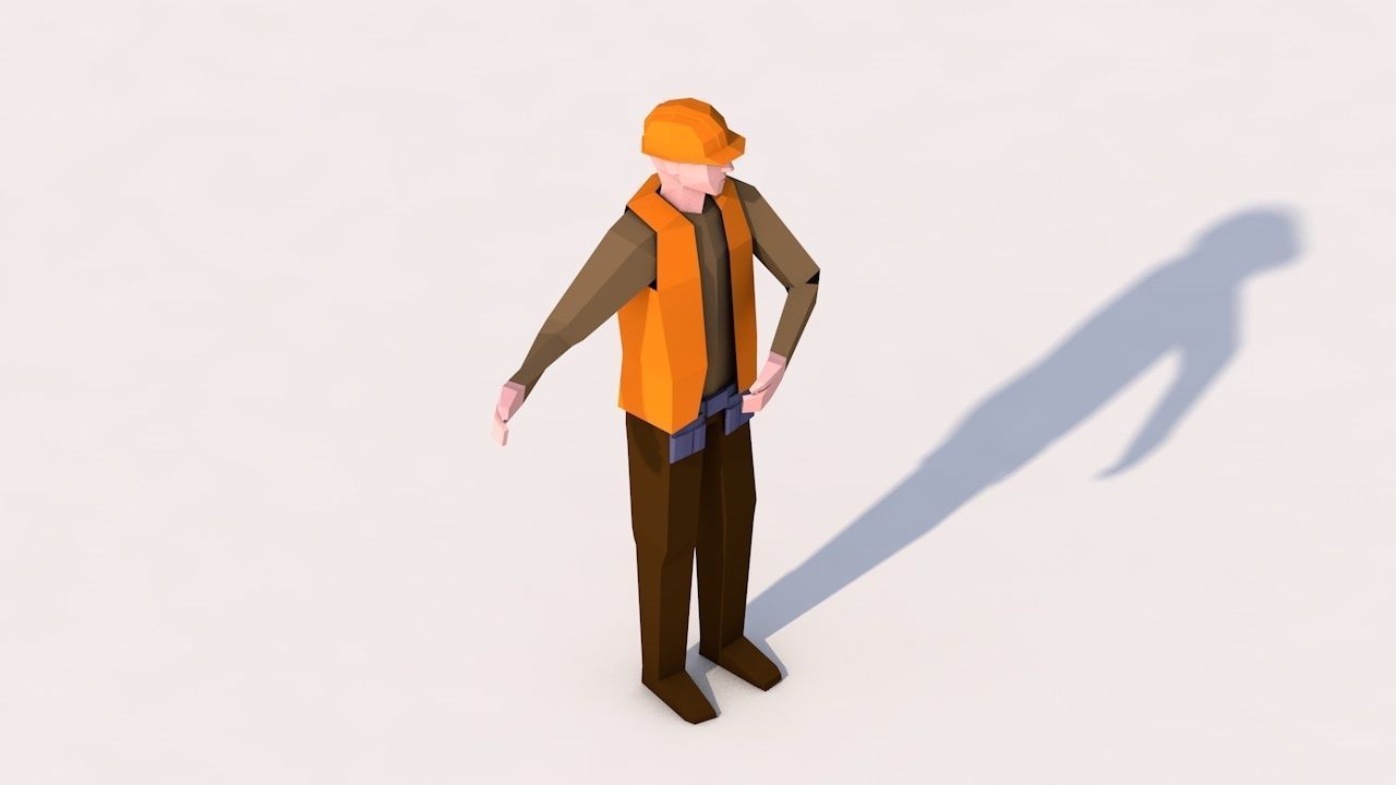 Cartoon Low Poly Man Characters Pack Low-poly 3D model_8