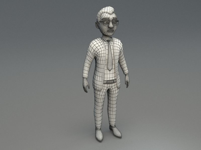 cartoon business man Low-poly 3D model_7