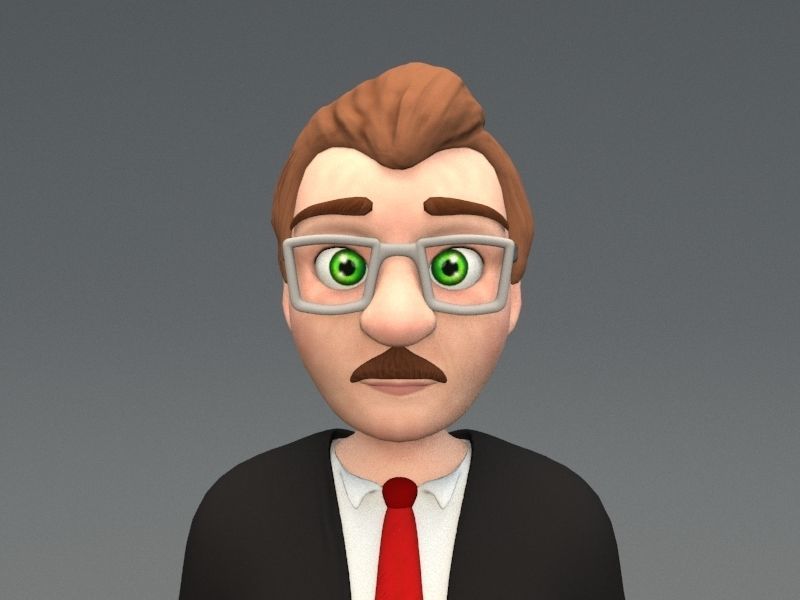 cartoon business man Low-poly 3D model_3