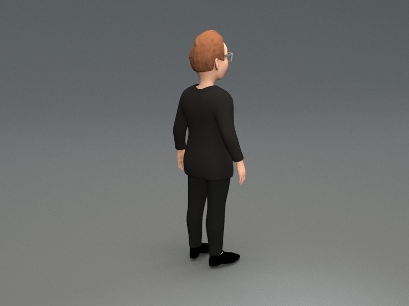 cartoon business man Low-poly 3D model_2