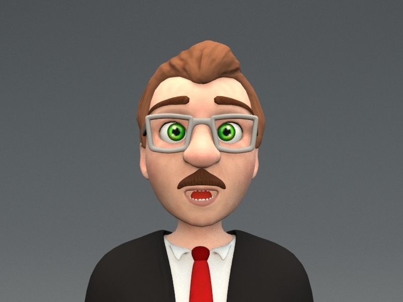 cartoon business man Low-poly 3D model_4