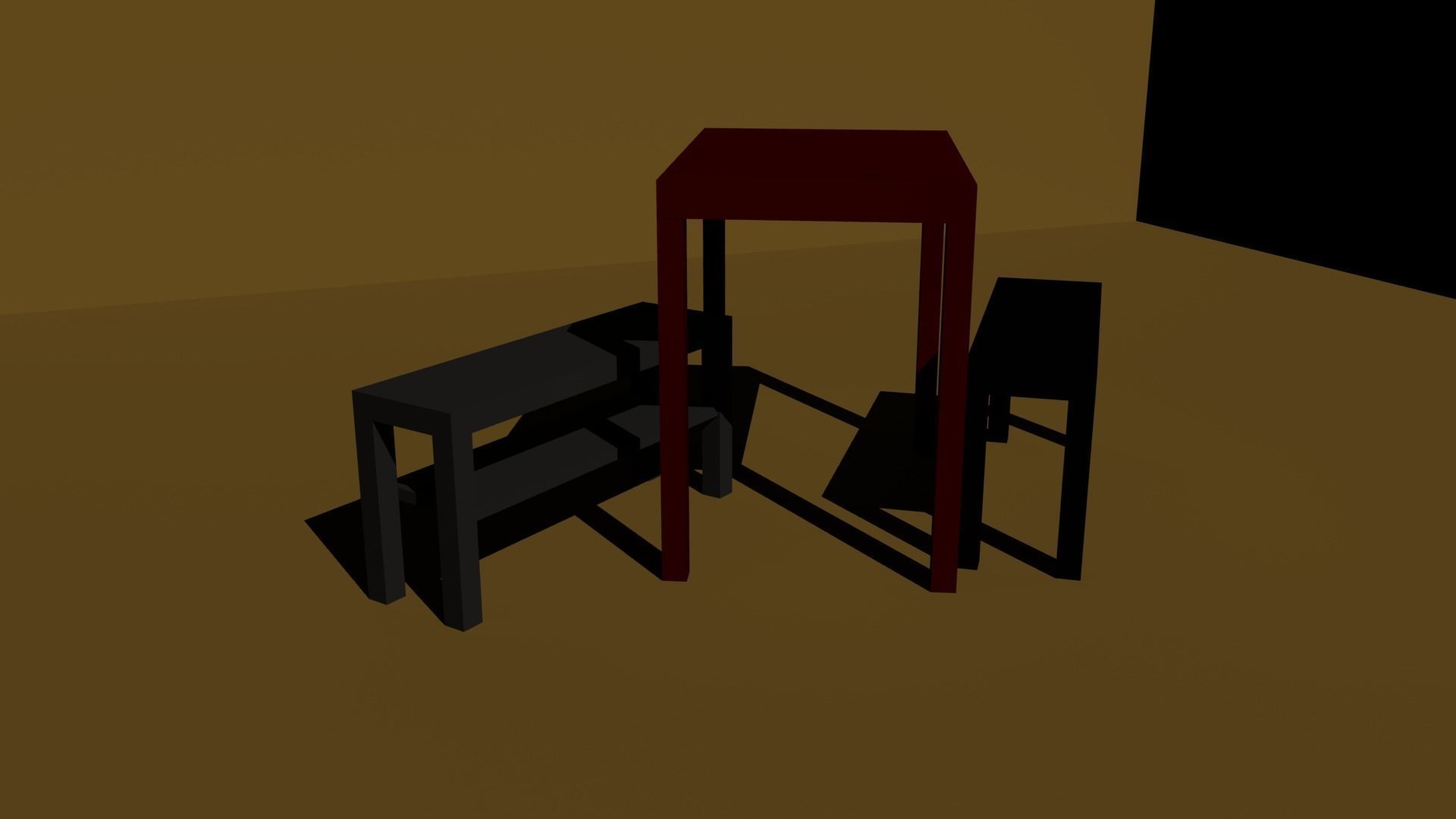 Simple Table Set Free low-poly 3D model_1