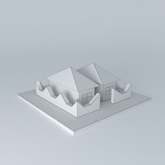 2 side House Free 3D model_4