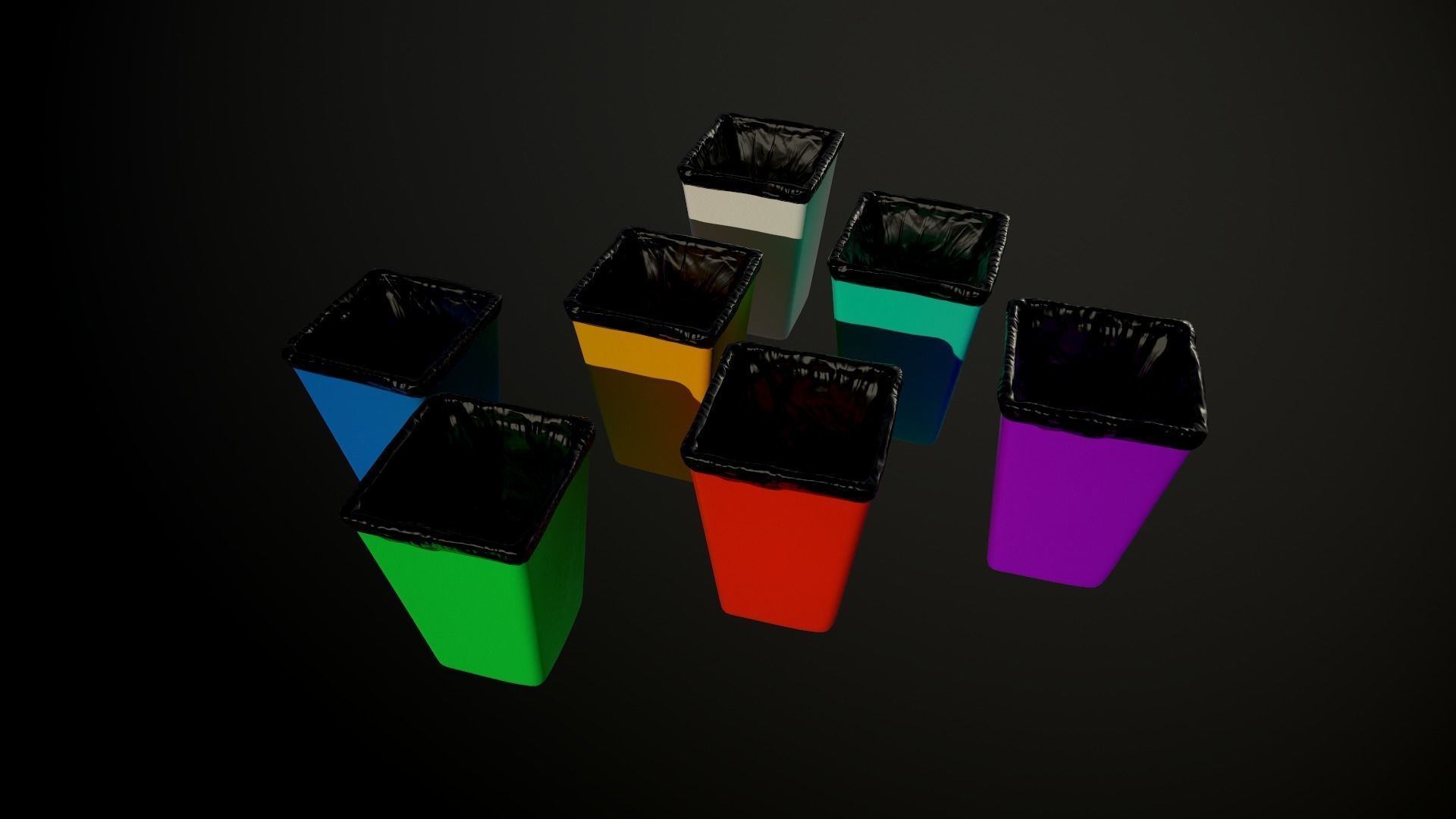 Trash can Low-poly 3D model_6