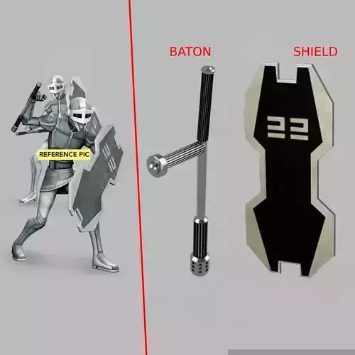 MANDALORIAN GUARD - SHIELD AND BATON 3D print model
