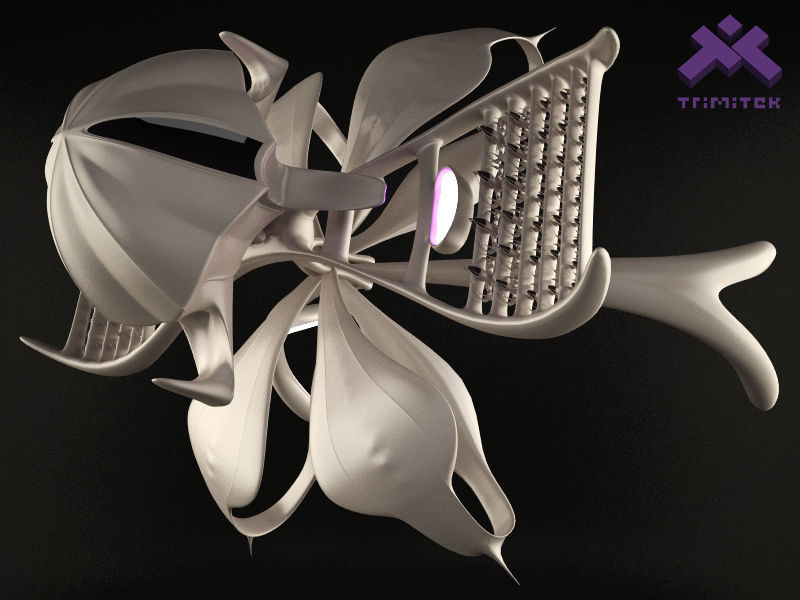 Alien Mothership with Fighters 3D model_10