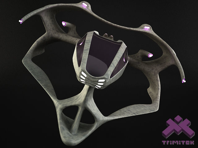 Alien Mothership with Fighters 3D model_26