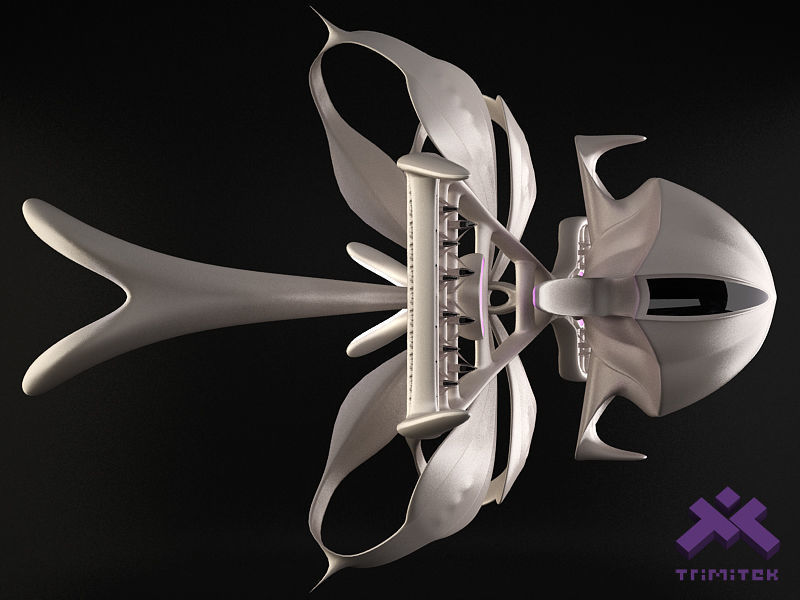 Alien Mothership with Fighters 3D model_2
