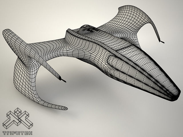 Alien Spaceship - small fighter 3D model_7