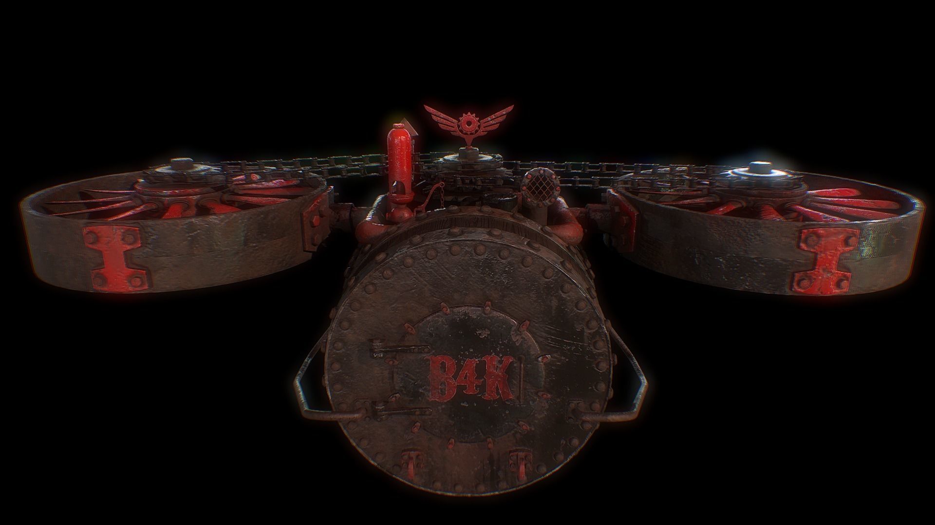 Old Barrel Drone Low-poly 3D model_2