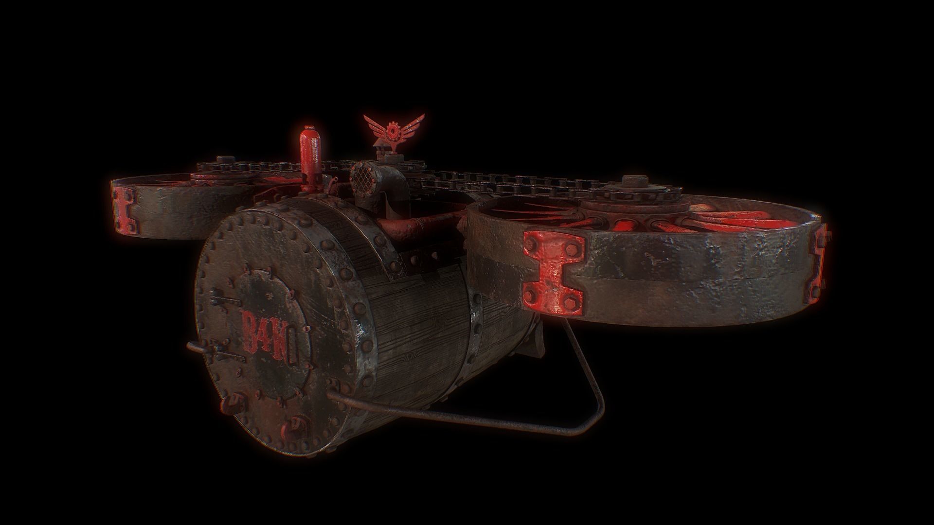 Old Barrel Drone Low-poly 3D model_3