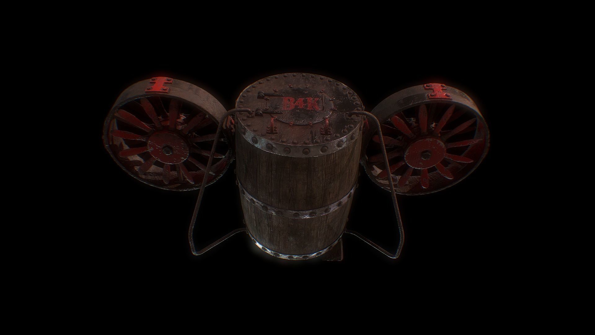 Old Barrel Drone Low-poly 3D model_7