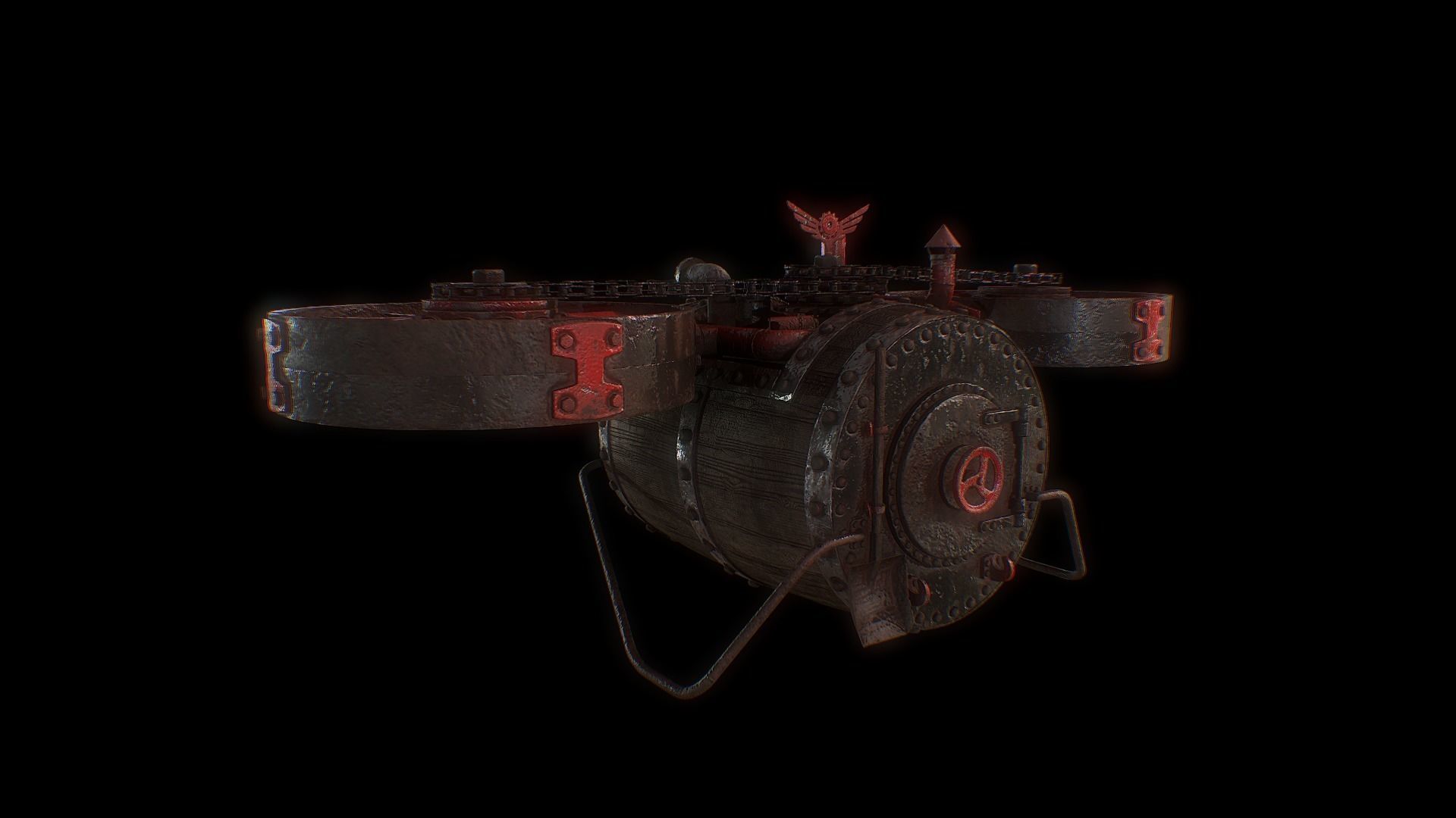 Old Barrel Drone Low-poly 3D model_6