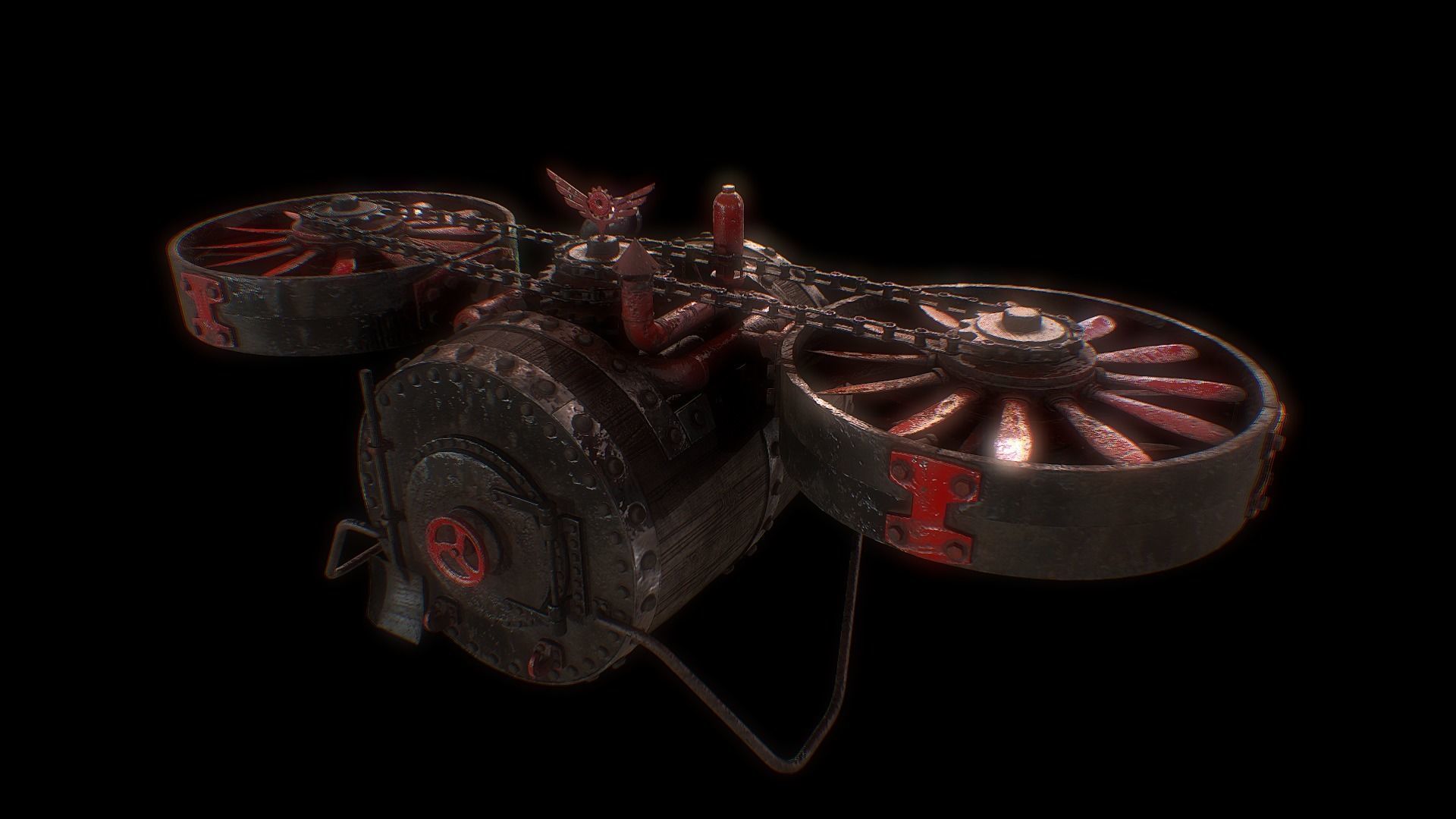 Old Barrel Drone Low-poly 3D model_5