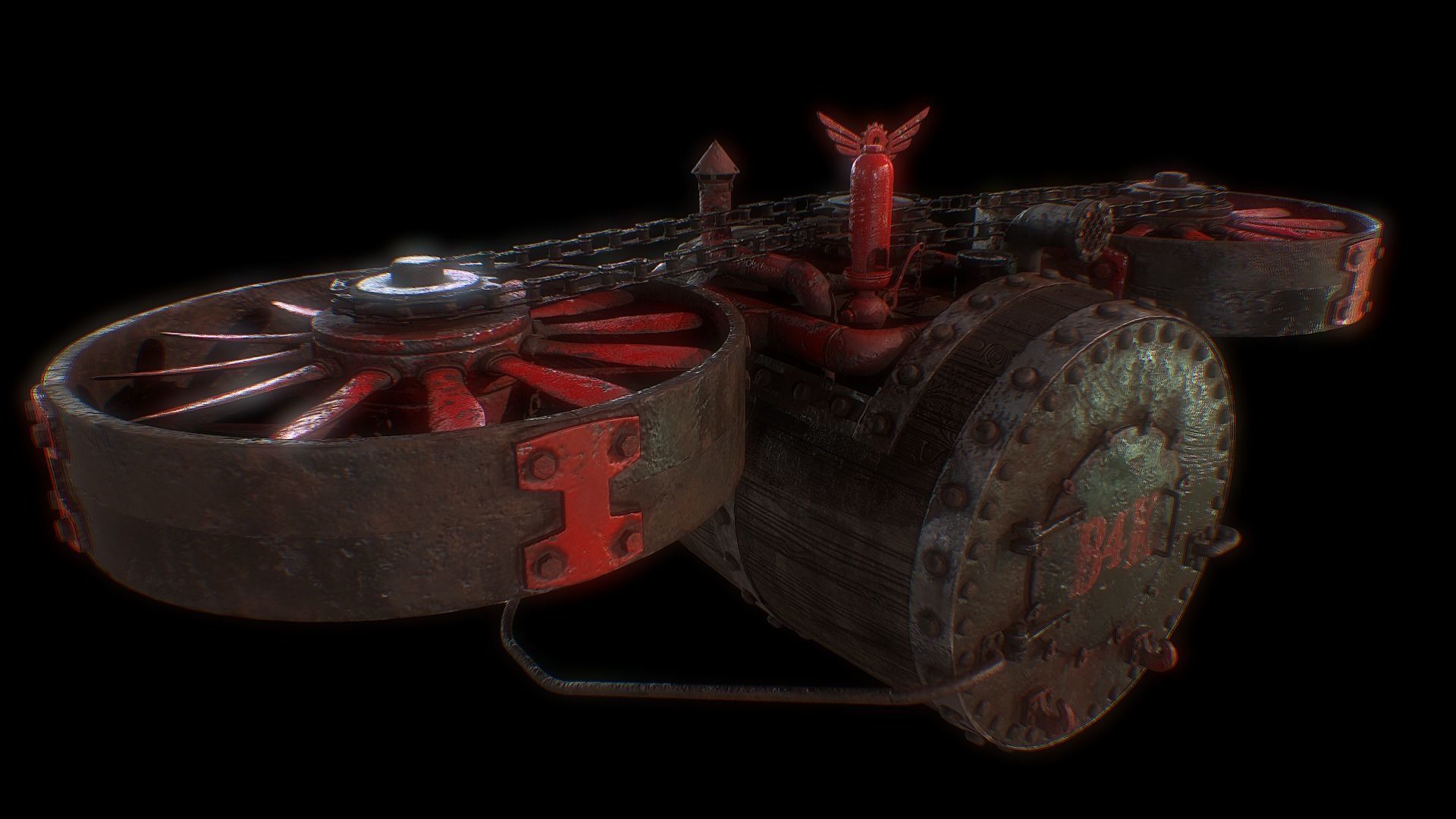 Old Barrel Drone Low-poly 3D model_4