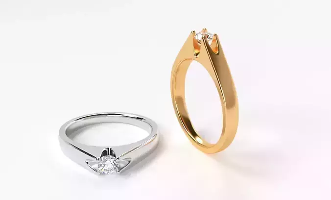 engagement gold ring with 4mm round diamond