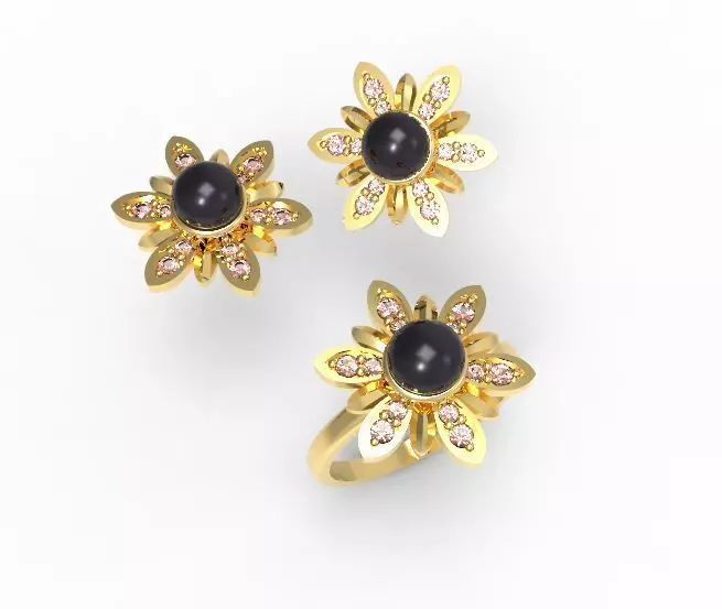 jewelry set Flowers 3D print model