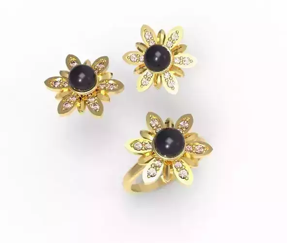 jewelry set Flowers 3D print model