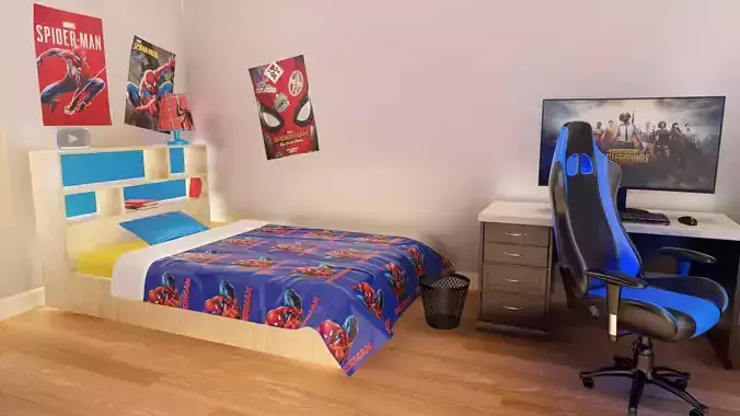 Kids Bedroom and Gamer Room Low-poly 3D model