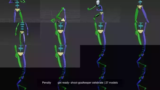 Penalty         get ready- shoot-goalkeeper celebrate 3D Model Collection