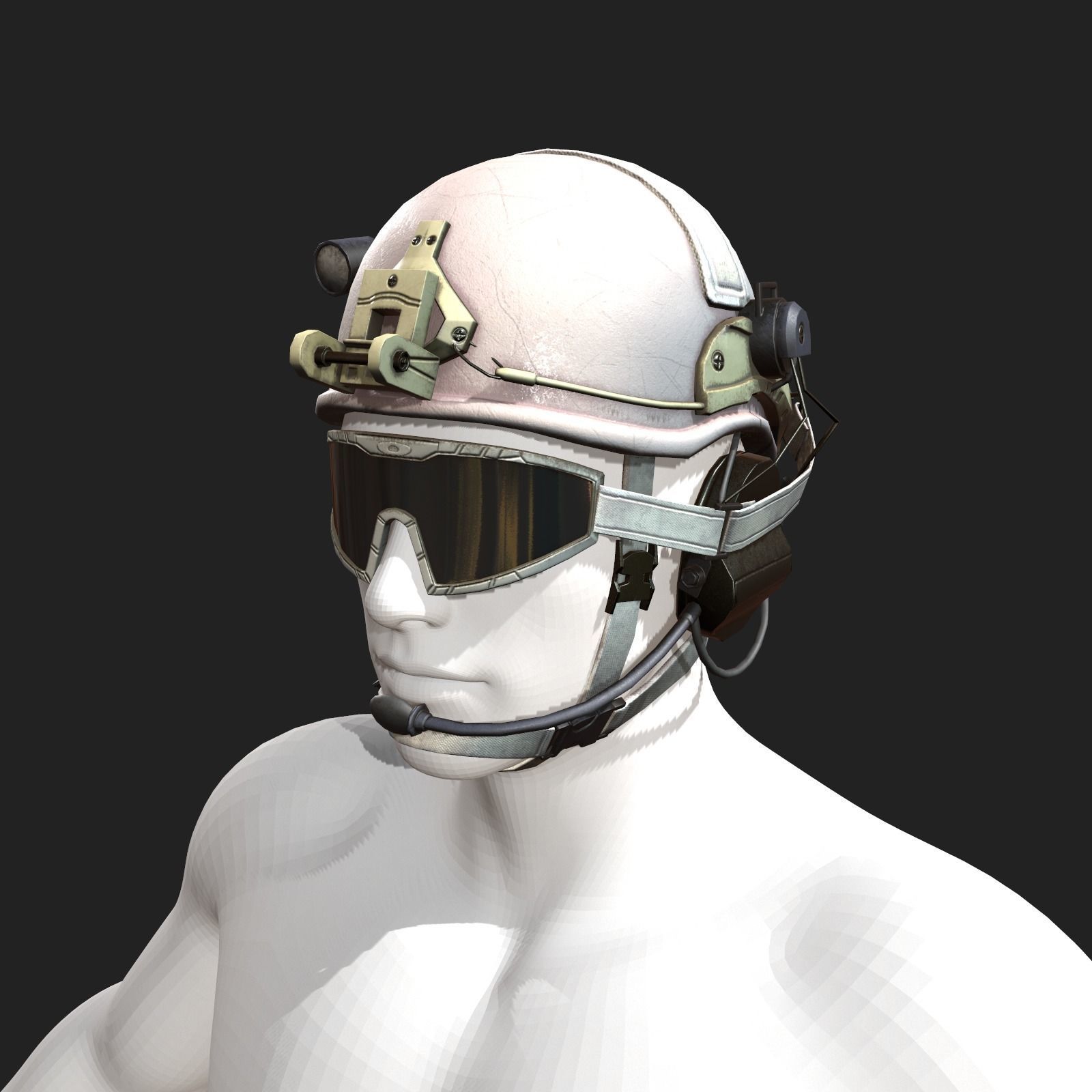 Helmet scifi military low poly 3d model Low-poly 3D model_4